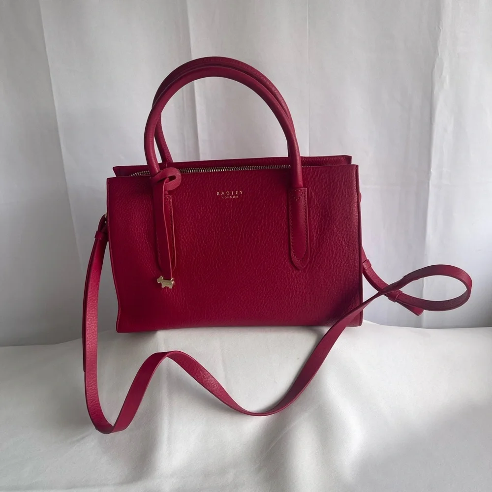 RADLEY LONDON Red Leather Structured Satchel - Picture 2 of 10